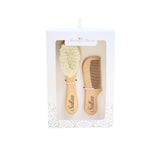 Mommy's Charms Personalized Natural Baby Wooden Hair Brush Set | Hair Brush