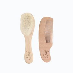 Mommy's Charms Personalized Natural Baby Wooden Hair Brush Set | Hair Brush