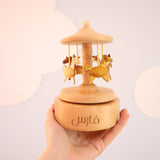 Mommy's Charms Personalized Wood Music Carousel Cherished Keepsake | Music Toys