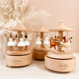 Mommy's Charms Personalized Wood Music Carousel Cherished Keepsake | Music Toys