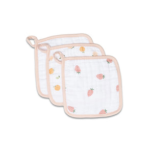 Soft & Absorbent 3 Pack Wash Cloths With Fruit & Nature Designs