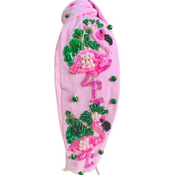 My Little Thieves Flamingo Garden Beaded Headband Pink