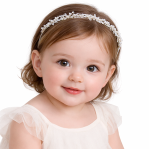 My Little Thieves Pearl Leaf Tiara Headband Silver | Kids Princess