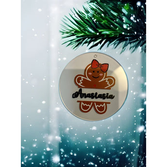 My Little Thieves Personalized Acryllic Christmas Gingerbread Girl Holiday Ornament Bauble | Christmas Ornament