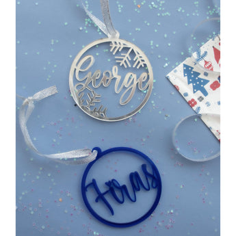 My Little Thieves Personalized Acryllic Snowflake Christmas Holiday Ornament Bauble | Gift Set