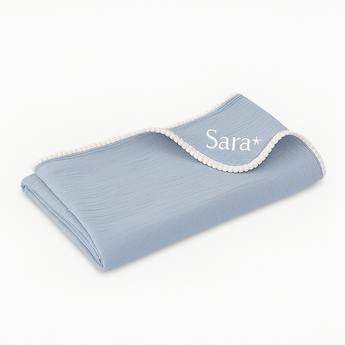 My Little Thieves Personalized Baby's Muslin Trim Blanket Soft & Customizable | Blankets