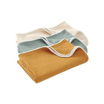 My Little Thieves Personalized Baby's Muslin Trim Blanket Soft & Customizable | Blankets