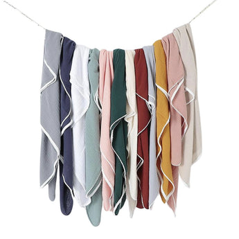 My Little Thieves Personalized Baby's Muslin Trim Blanket Soft & Customizable | Blankets