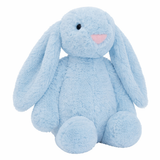 My Little Thieves 40 cm personalized light blue plush bunny soft toy with pink nose.