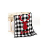 My Little Thieves Personalized Christmas Blanket With Grid And Reindeer Designs | Blankets