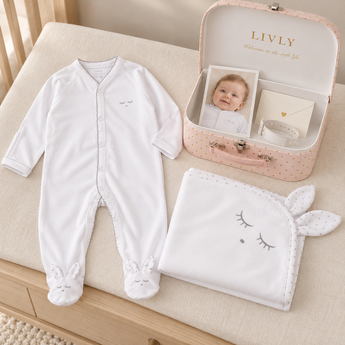 LIVLY Sleeping Cutie Footie & Blanket Gift Set – Pink Box