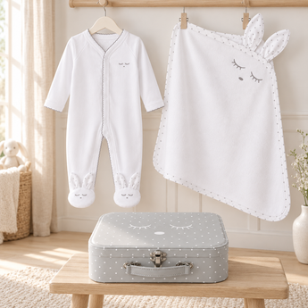 LIVLY Sleeping Cutie Footie & Blanket Gift Set – Grey Box