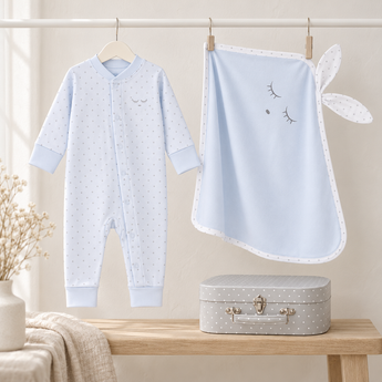 LIVLY Saturday Footie & Blanket Baby Gift Set – Blue