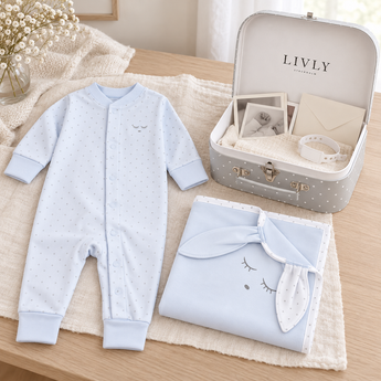 LIVLY Saturday Footie & Blanket Baby Gift Set – Blue
