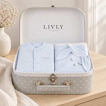 LIVLY Saturday Footie & Blanket Baby Gift Set – Blue