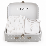 LIVLY Flying Elephants Footie & Bib Baby Gift Set