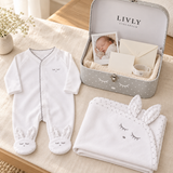 LIVLY Sleeping Cutie Footie & Blanket Gift Set – Grey Box