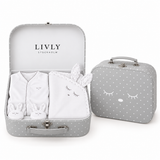 LIVLY Sleeping Cutie Footie & Blanket Gift Set – Grey Box