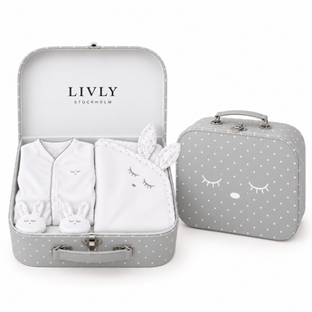 LIVLY Sleeping Cutie Footie & Blanket Gift Set – Grey Box