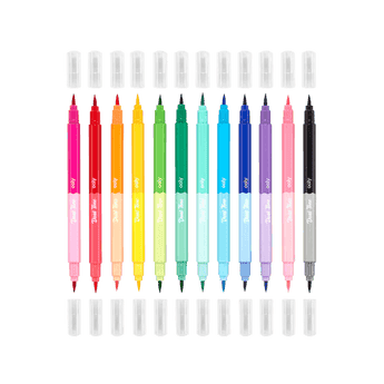 Ooly Dual Tone Double Ended Brush Marker Set Of 12/24 Colors | Arts&Crafts