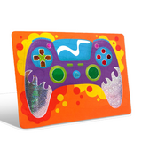 Ooly Foil Tastic art card featuring a vibrant purple video game controller with holographic silver foil accents on an orange background.