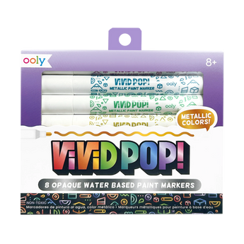 Ooly Vivid Pop Opaque Paint Markers Metallic Set Of 8 | Water Based Art Markers