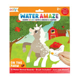 Ooly Water Amaze "On the Farm" water reveal boards with a gray horse, red barn, and apples.