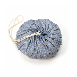 Organic Toy Storage Bag – Grid Blue