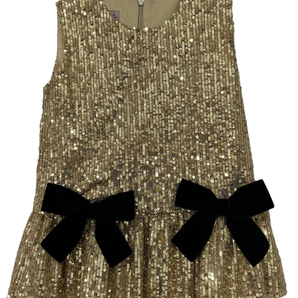PHI Clothing Gold sequins dress with two bows