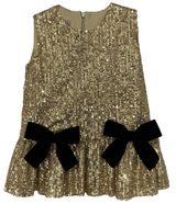 PHI Clothing Gold sequins dress with two bows