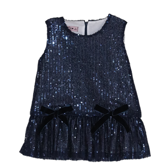 PHI Clothing Navy sequins dress with two bows