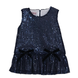 PHI Clothing Navy sequins dress with two bows