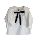 PHI Clothing Ivory blouse with navy bow