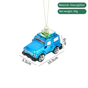 Personalized Christmas Blue Car  Holiday Ornament