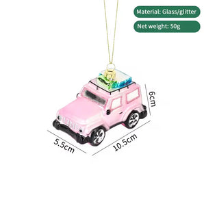 Personalized Christmas Pink Car  Holiday Ornament