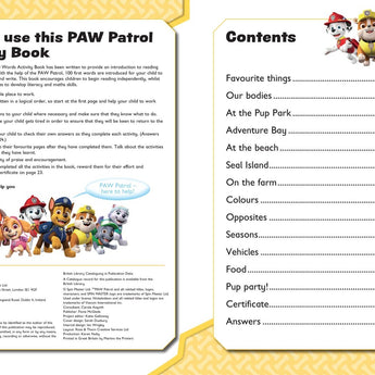 Paw Patrol First 100 Words Activity Book | Kids School