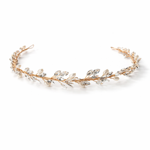 Pearl Leaf Tiara Headband-Gold