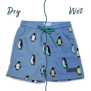 Kids Color-Changing Penguin Swim Shorts — Gift for Boys
