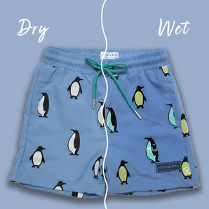 Kids Color-Changing Penguin Swim Shorts — Gift for Boys