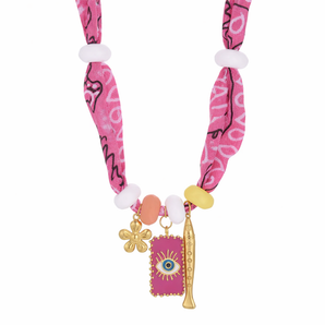 Pink Bandana Charm Necklace – Evil Eye