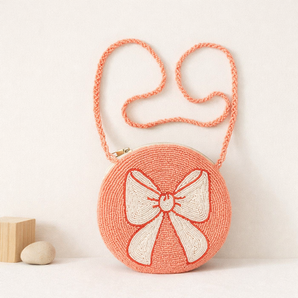 Pink White Round Beaded Bag
