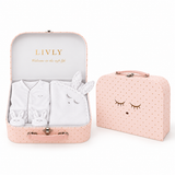 LIVLY Sleeping Cutie Footie & Blanket Gift Set – Pink Box