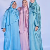 Rouqei Elegant Adult Satin Prayer Clothes With Wrap Around Scarf | Prayer Set