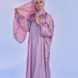 Rouqei Elegant Adult Satin Prayer Clothes With Wrap Around Scarf | Prayer Set