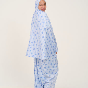 Rouqei Girls Prayer Set Blue Bow | Islamic Kids Wear