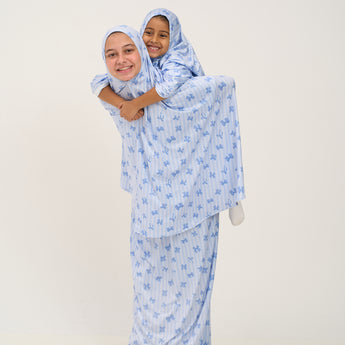 Rouqei Girls Prayer Set Blue Bow | Islamic Kids Wear