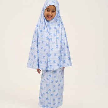 Rouqei Girls Prayer Set Blue Bow | Islamic Kids Wear