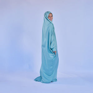 Rouqei Teen Isdal Prayer Satin Outfit One Piece Set | Prayer Set