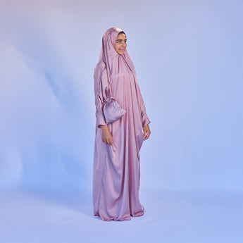 Rouqei Teen Isdal Prayer Satin Outfit One Piece Set | Prayer Set