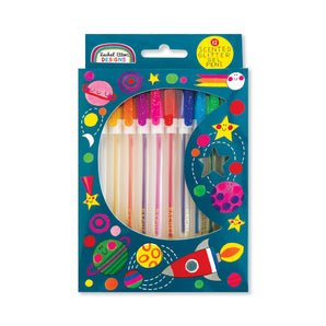 Moon and Rocket scented glitter gel pens - front